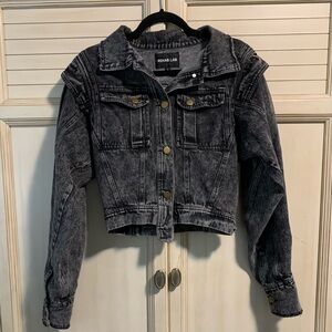 Rehab Lab Y2K Black Distressed Denim Jacket 90s Small